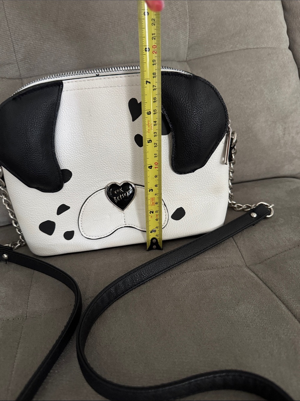 Betsey Johnson Black & White Puppy Applique Crossbody Bag - Picture 3 of 5